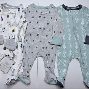 cloud island Grey and Mint Star & Tree Footed One-Piece Set